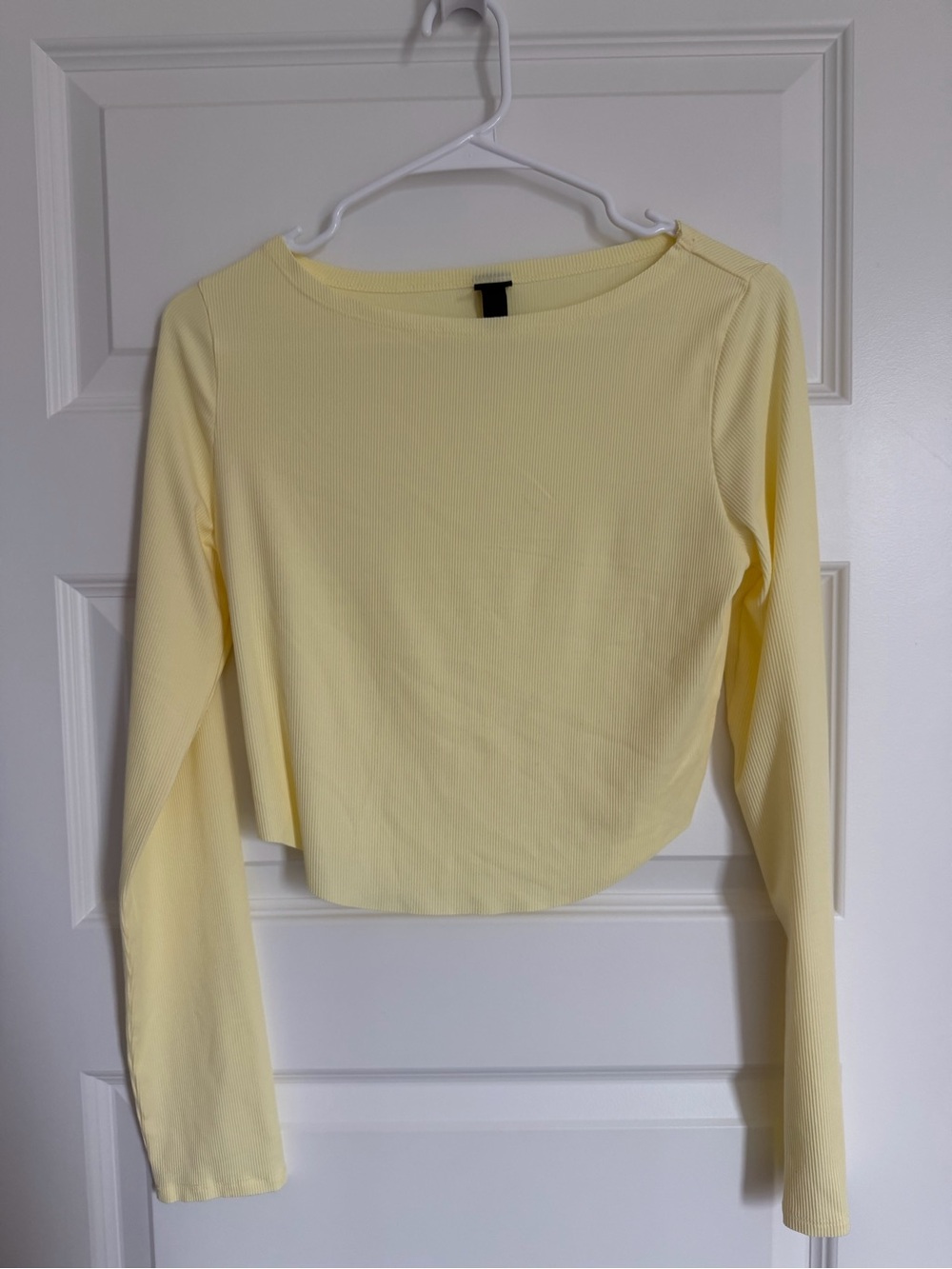 wild fable Pale Yellow Ribbed Long-Sleeve Crop Top